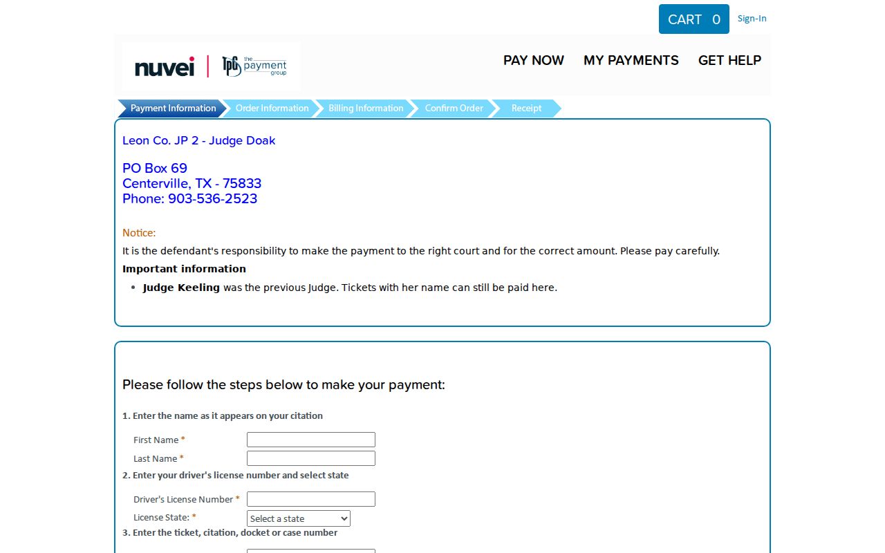 Leon County traffic warrant citation lookup through JP2 TrafficPayment