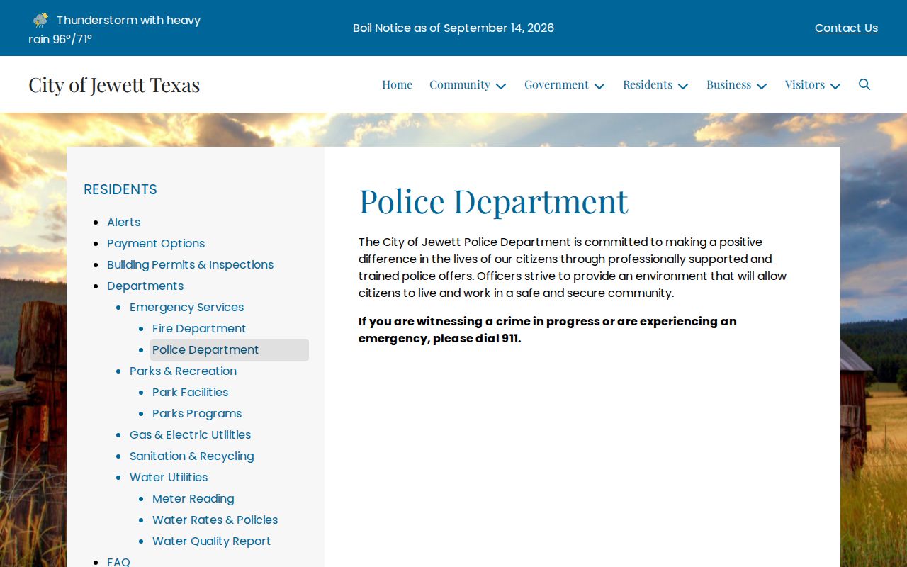 Jewett warrant records reference to the city police department's official information