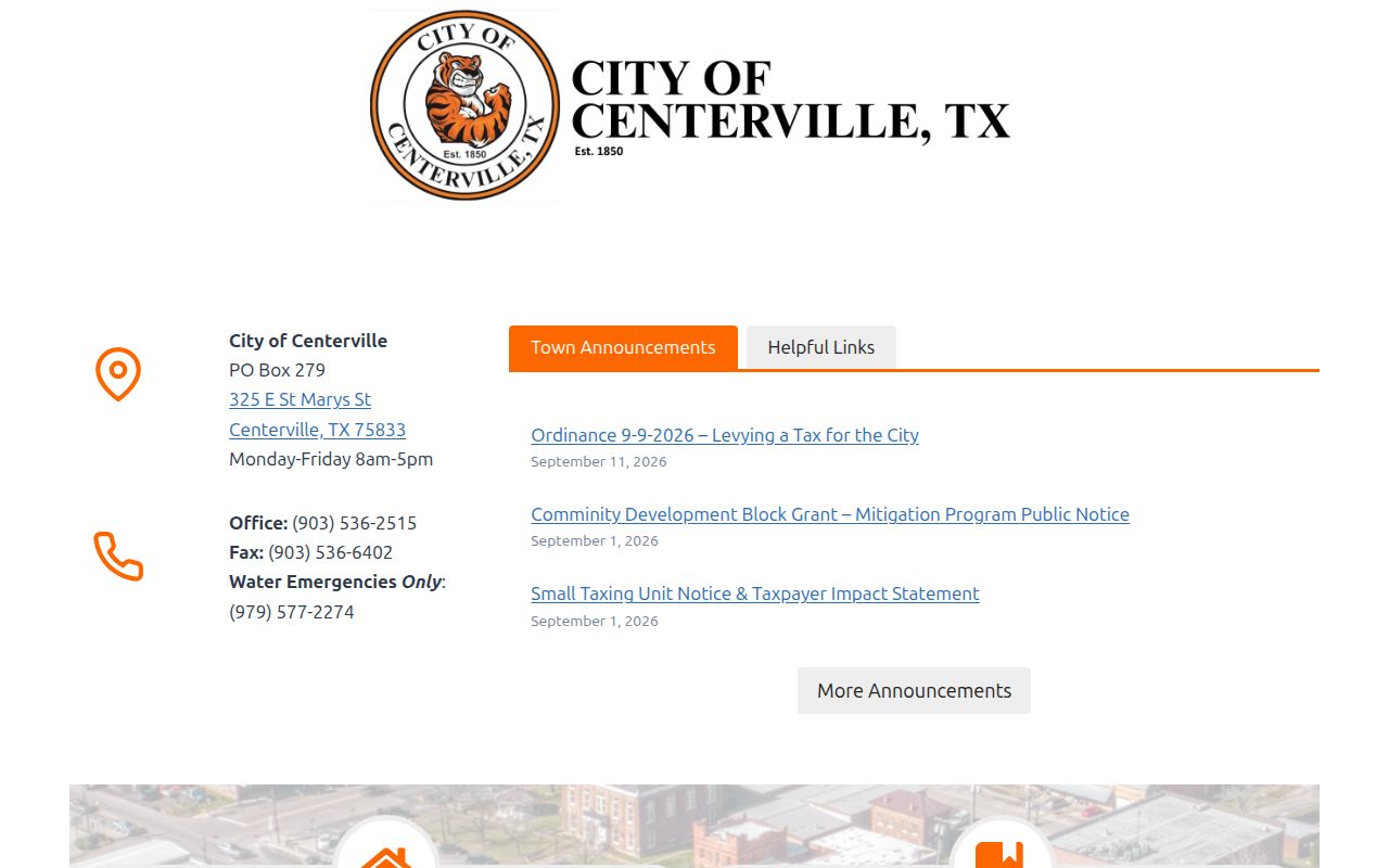 Centerville city warrant records contact reference from the official city site