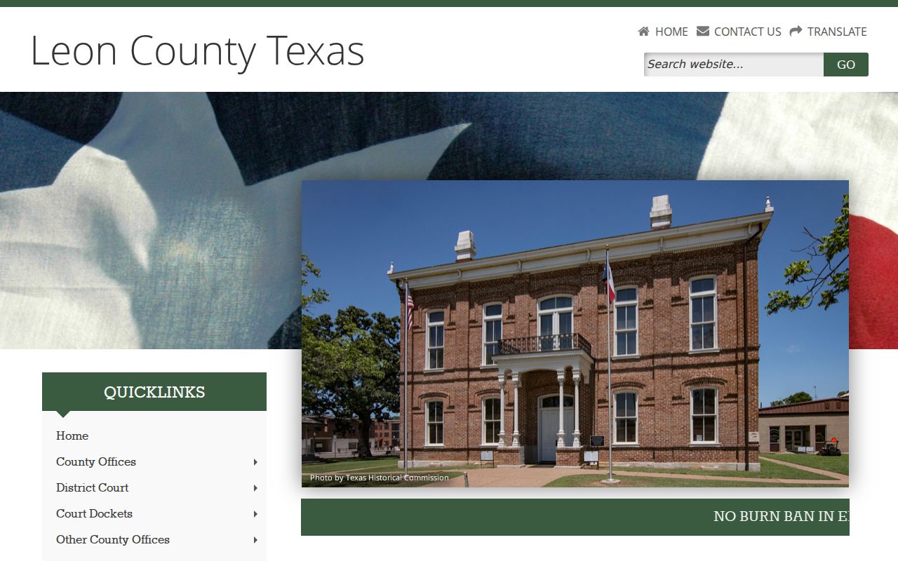 Leon County warrant records reference to the county's official courthouse and homepage